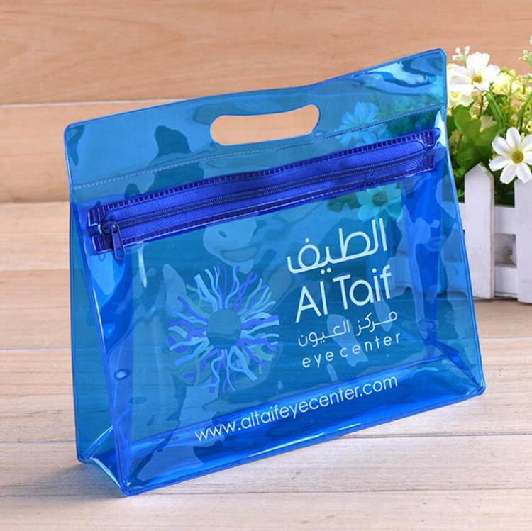 Custom Stand up Portable Cosmetic Plastic Zipper Bag Translucent PVC Package Bag