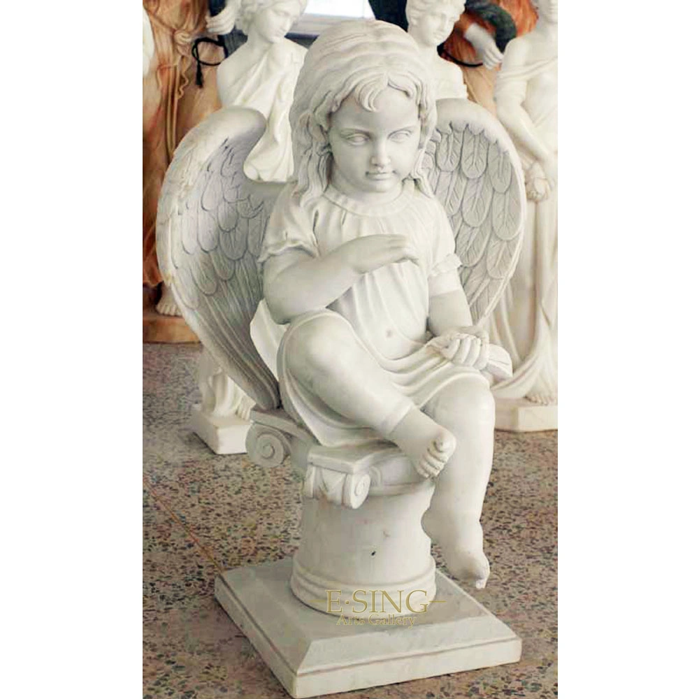 Natural White Marble Angel Girl Stone Statue for Sale