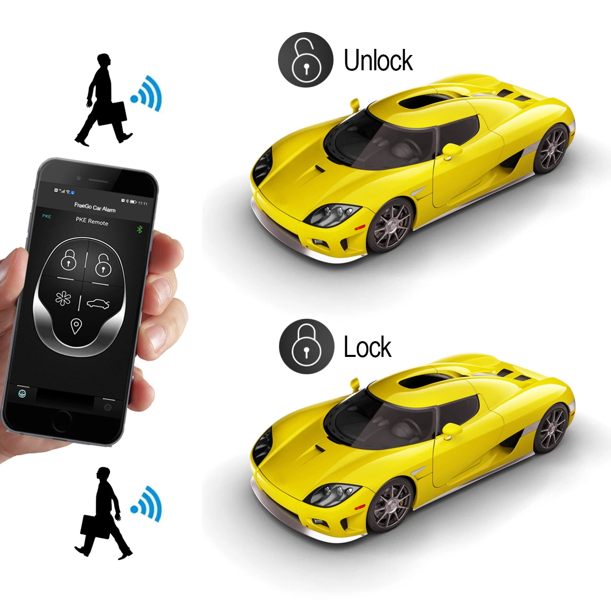 PKE-Funktion Smart Car Alarm System mit Telefon-APP BT