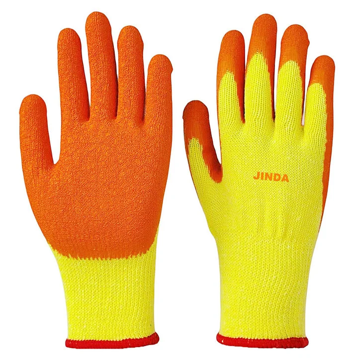 Guantes de trabajo de seguridad industrial mecánica y de construcción con revestimiento de látex arrugado En388