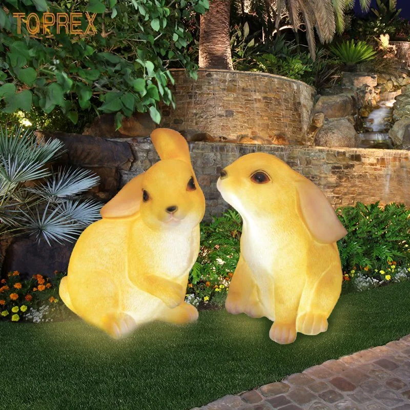 Easter Motif Lights Colorful Resin Rabbit Desktop Decoration Easter Lights for Holiday