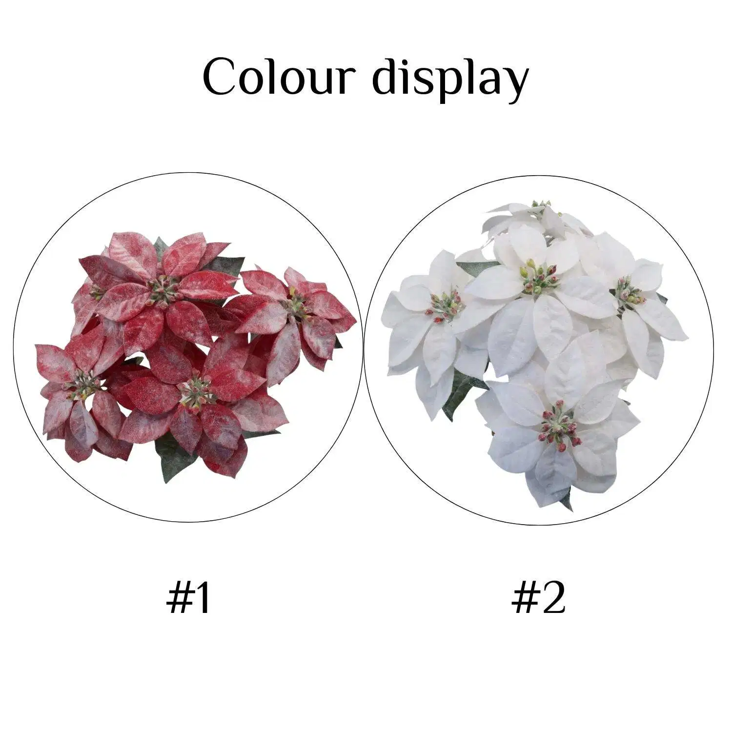 Christmas Decoration Supplies Xmas Decor for Home Silk Artificial Flower Poinsettia Bushy Snowy Christmas Flower