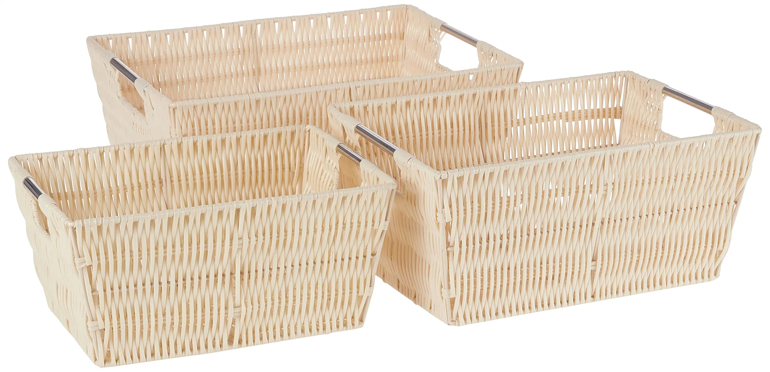 Panier de rangement en rotin en plastique ensemble de 3