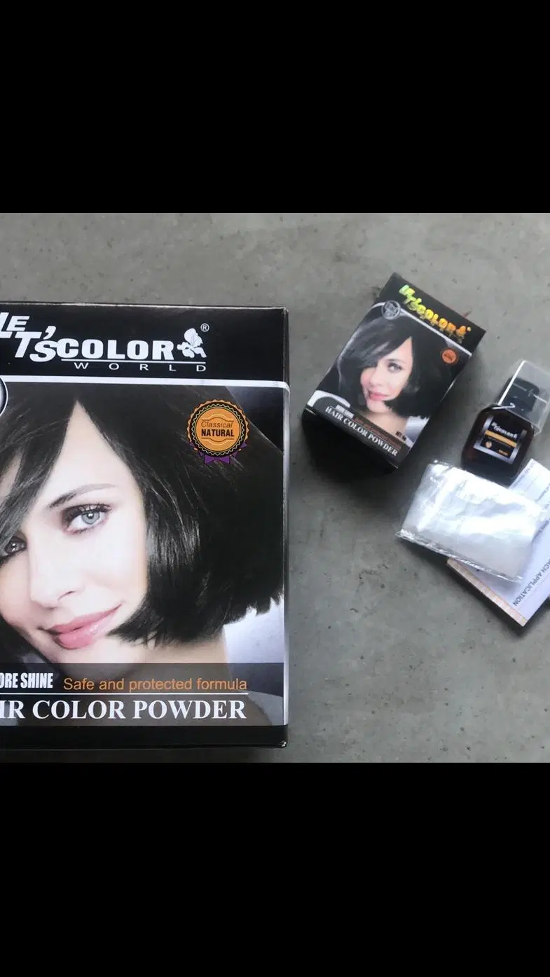 Permanent Natural Black Color Hair Dye Powder Without Ammonia and Peroxide