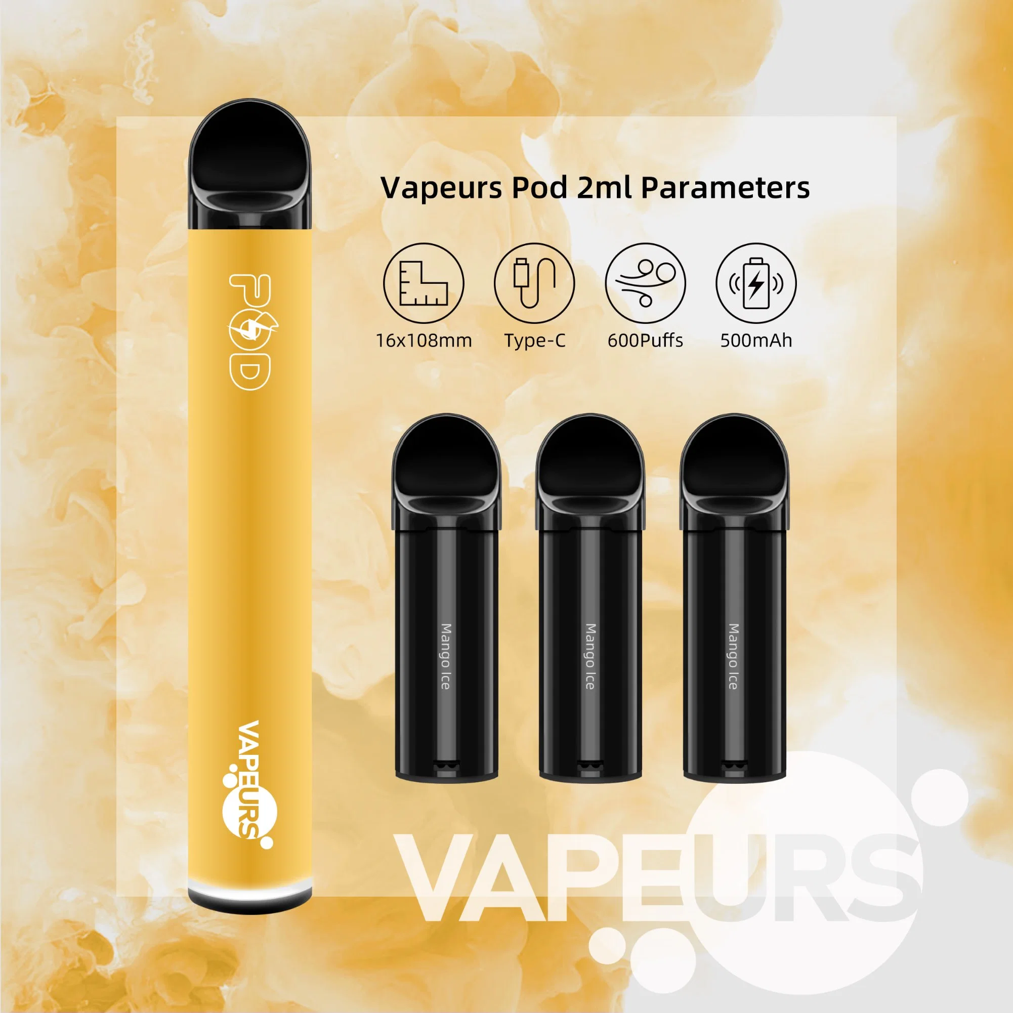 Shenzhen Boxiang Vapeurs Vape Pen Pod Einweg 2ml Pod ecig 600 Puffs