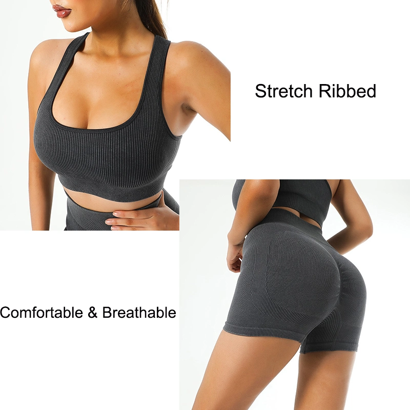 Workout Outfits for Women 2 Piece High Waist Butt Lifting Shorts Yoga Exercise Set