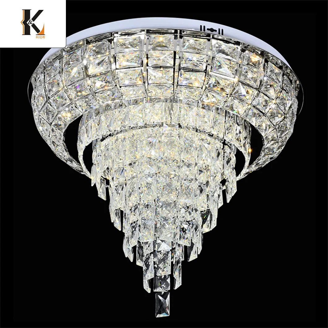 Crystal pendaison la lumière de la Chine de luxe personnalisées OEM de lustres de cristal de lumière au plafond de la télécommande maisons Cercle Bague Cristal d'éclairage LED moderne de lumière au plafond