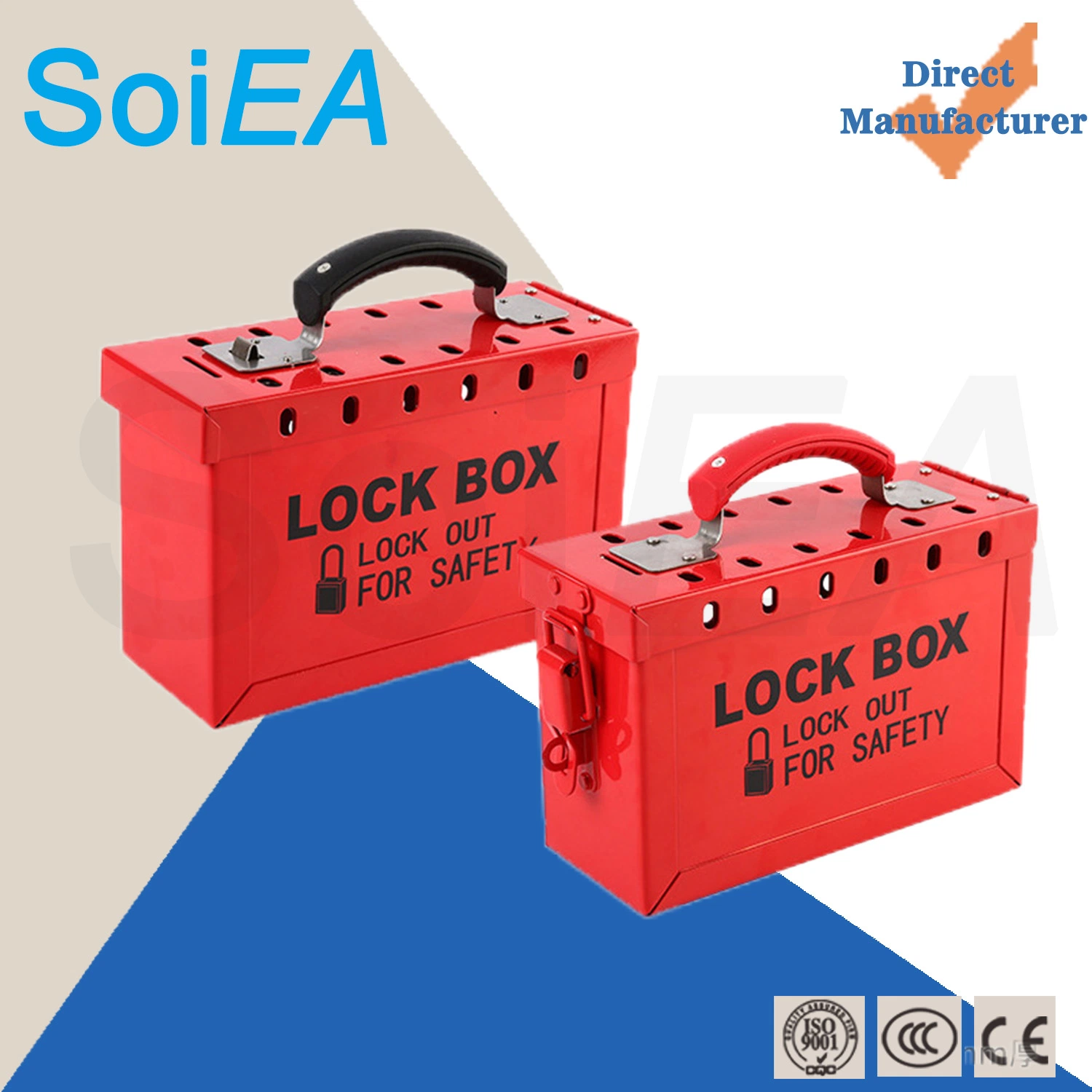 Multiple Holes Lock Box Metal Lockout Kit with 13 Padlock Holes Lockey Loto Industrial Portable Steel Safety Group Lockout Box