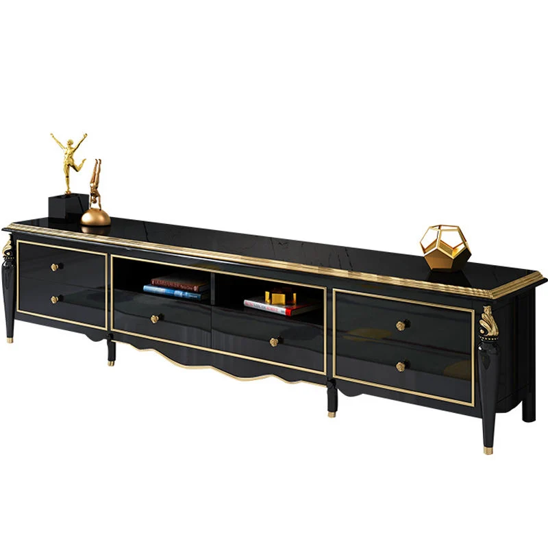Wholesale/Supplier China Manufacturer Living Room Furniture Modern Black Display Wood Coffee Table and TV Stand Set