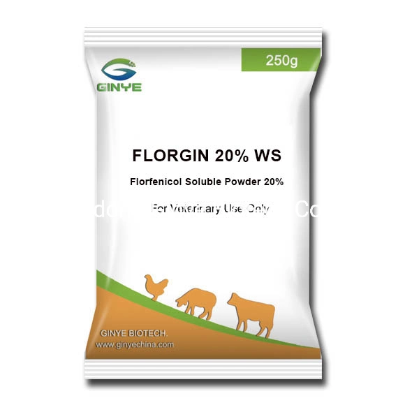 Química Farmacéutica Florfenicol polvo soluble con una alta tasa de disolución el 5% 10% 20% para los peces