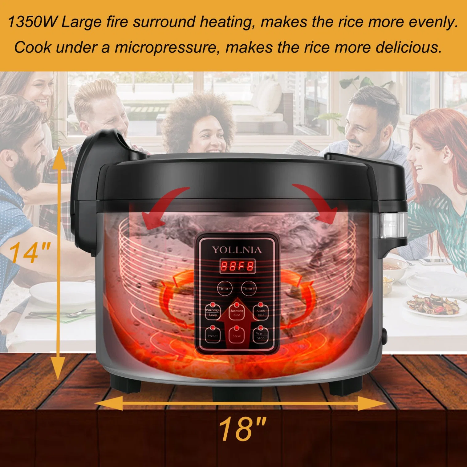 XL 2500W Kitchen Equipment Commercial Rice Cooker Warmer Over 12 Hours