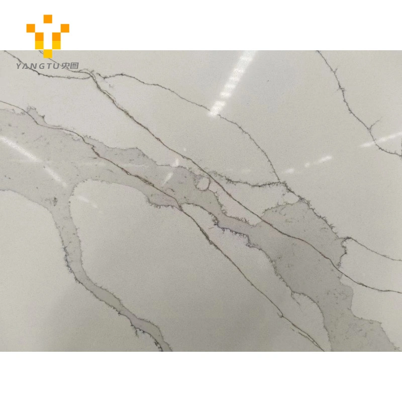 6074 Hot Selling White Calacatta Quartz Slabs Engineered Stone Calacatta Artificial Stone Price