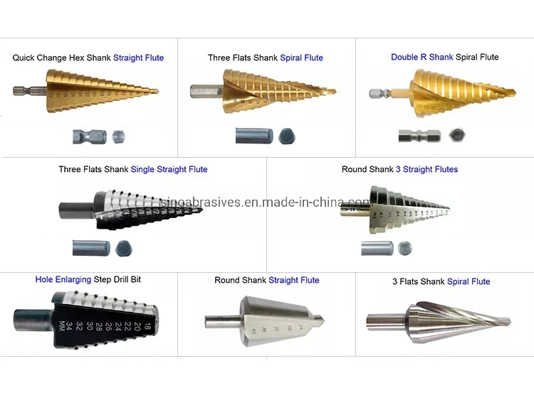 HSS Titanium Spiral Groove Hexagonal Handle Step Drill Bit with Electric Tool Woodworking