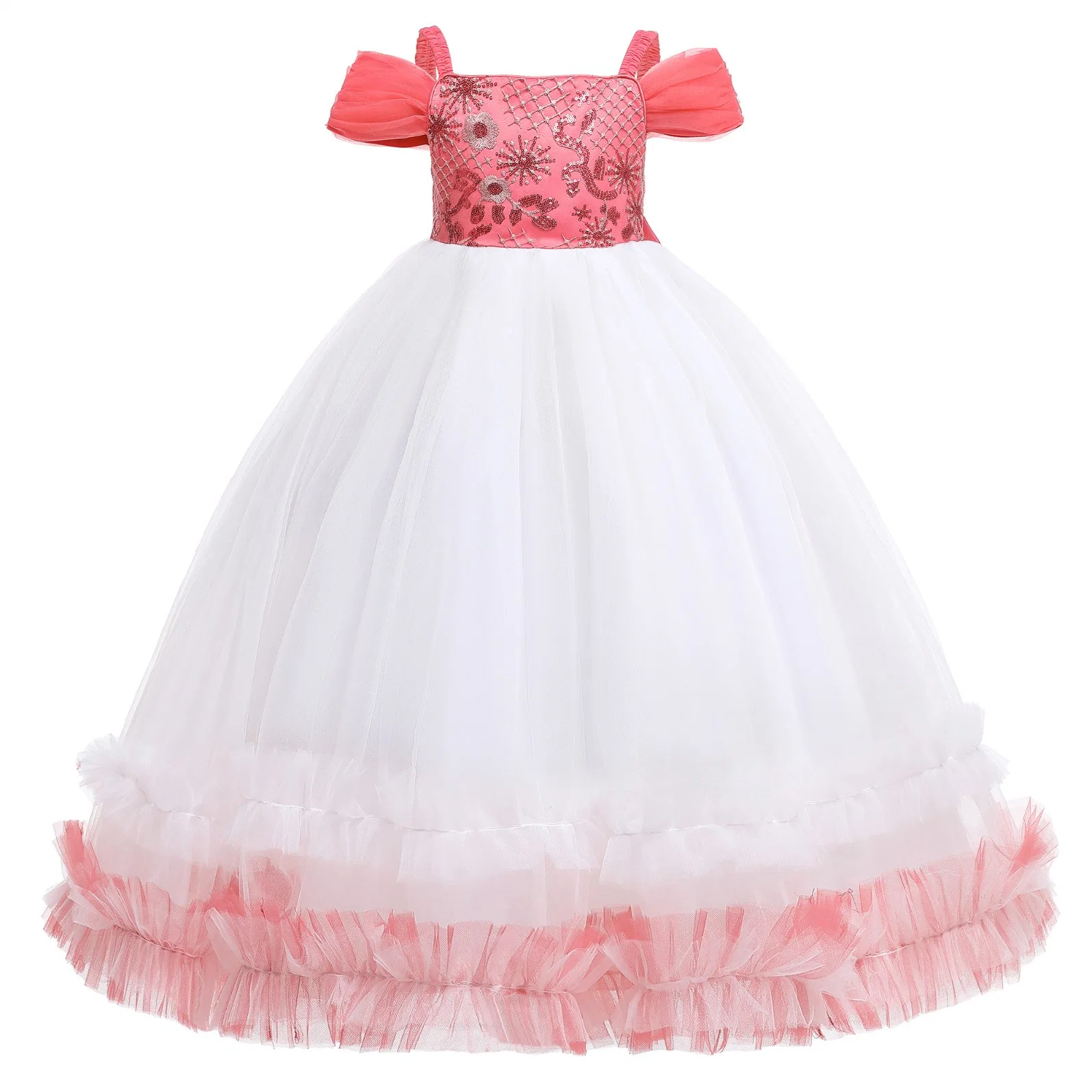 Children Apparel Baby Wear Girls Party Garment Wedding Dress Ball Gown Princess Frock Sweet Long Dress Sleeveless