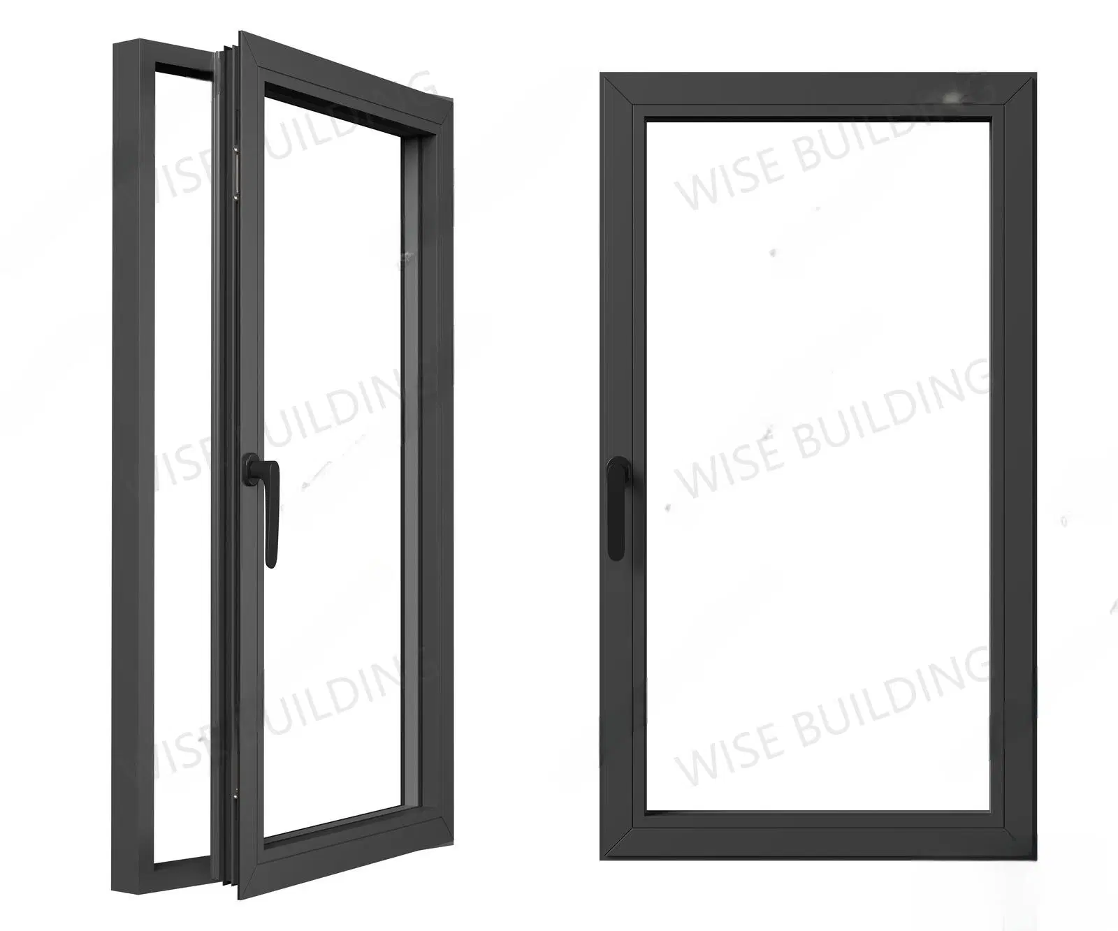 Foshan Doble ventana Swing Interior aluminio Swing Francés vidrio Swing Ventanas de aluminio para Restaurante Cocina Villa