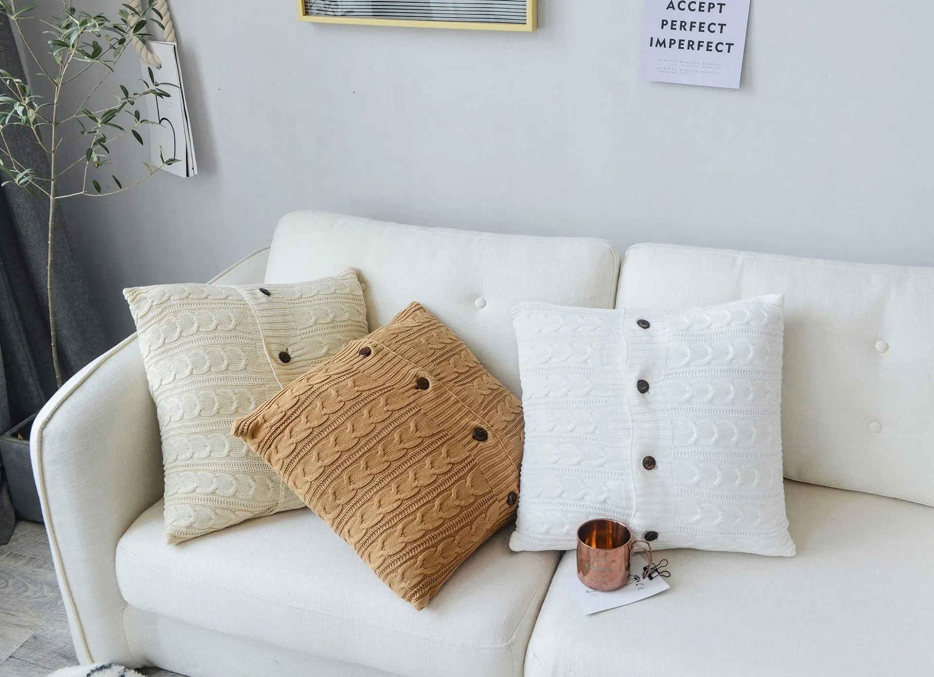 Home Essentials Twist Knitted Soft Accessories Sofa Pillow Case Cushion Cover Car Waist Pads Cushion