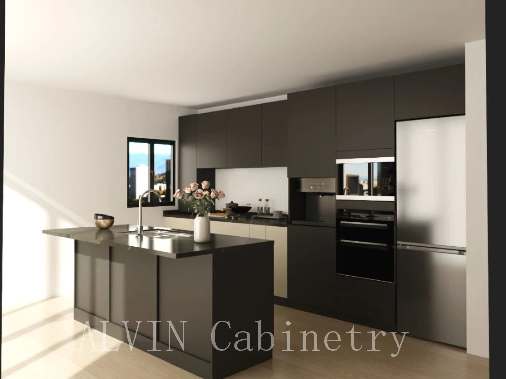 Modern I Sharp Kitchen Cabinet with Island Design