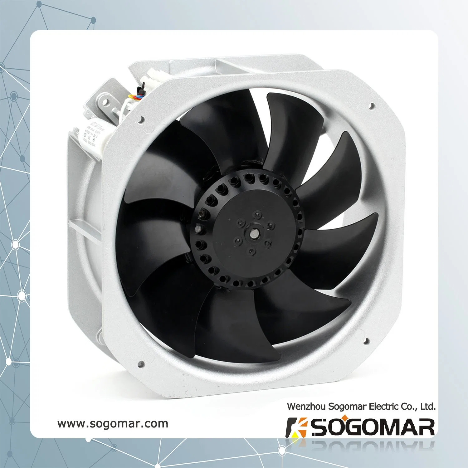 225X225X80mm Axial Fan 220VAC with Metal Impellers for Cooling