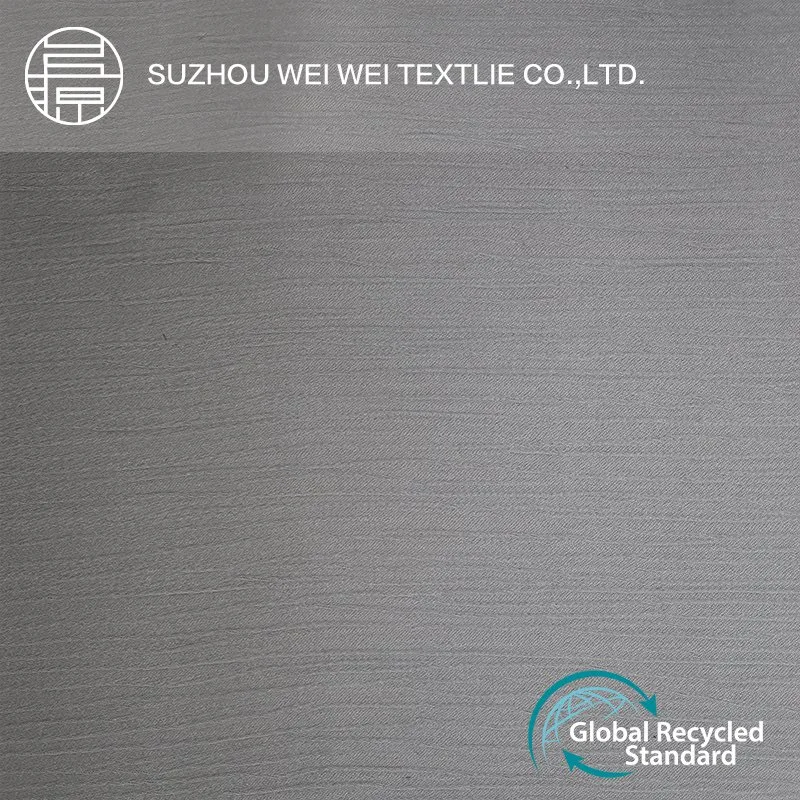 55%Recycle Satin Crinkled Crepe Fabric Fashion Garments Textile