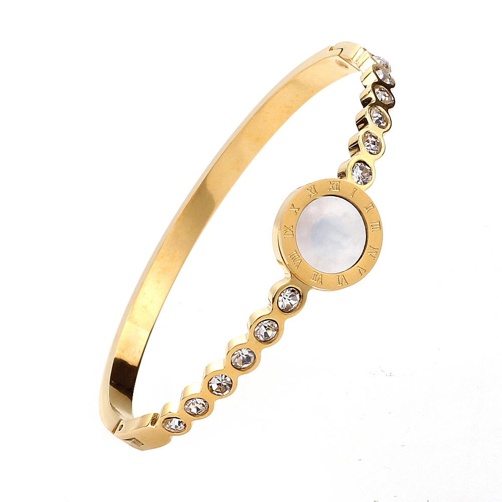 Mode Femmes Bangle Bijoux White Shell en acier inoxydable Bangle