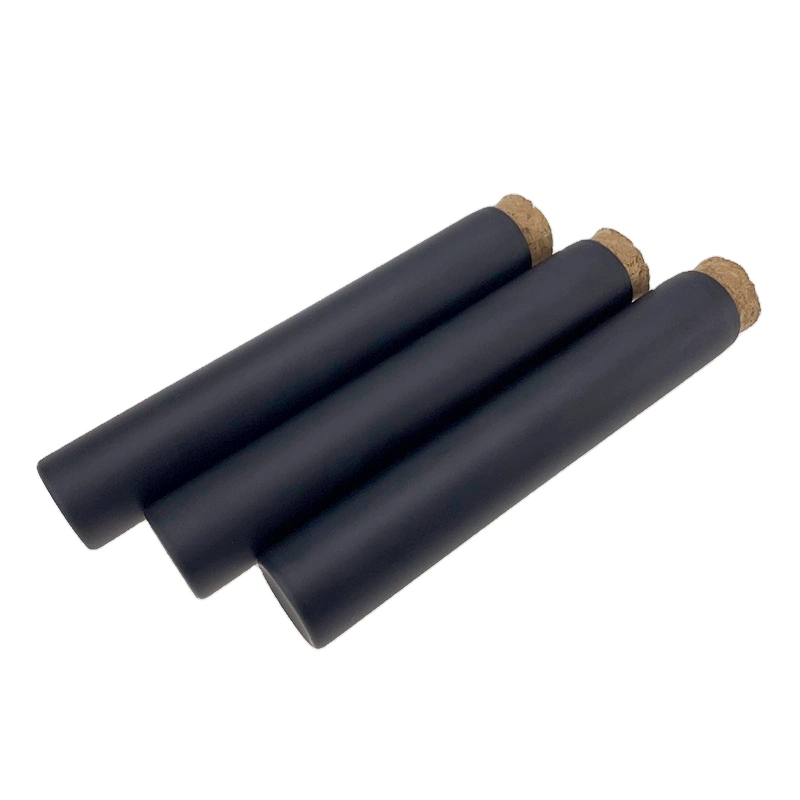 Black Matte Glass Bottles with Cork Wide Mouth Glass Tube with Wooden Cap