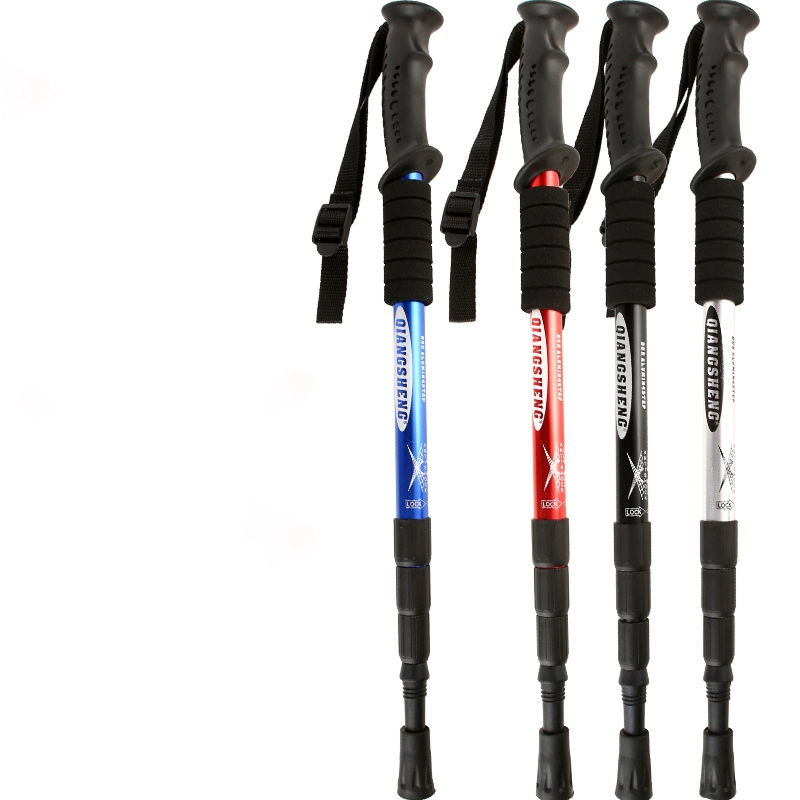 Portable Telescopic Four-Section Aluminum Alloy Trekking Pole for Hiking Walking