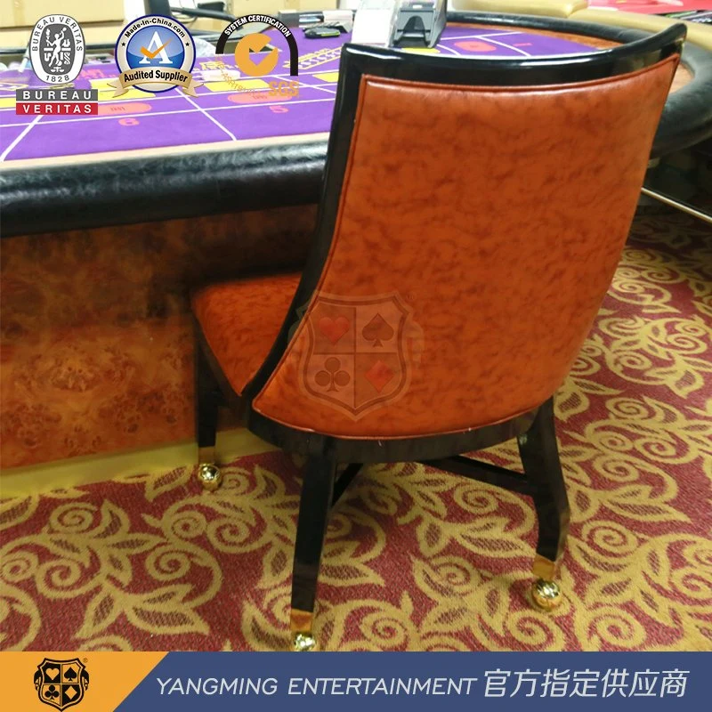 Metal Pulley Foot Simulation Leather Hotel Club Dining Chair Texas Poker Table Player Chair Ym-Dk07