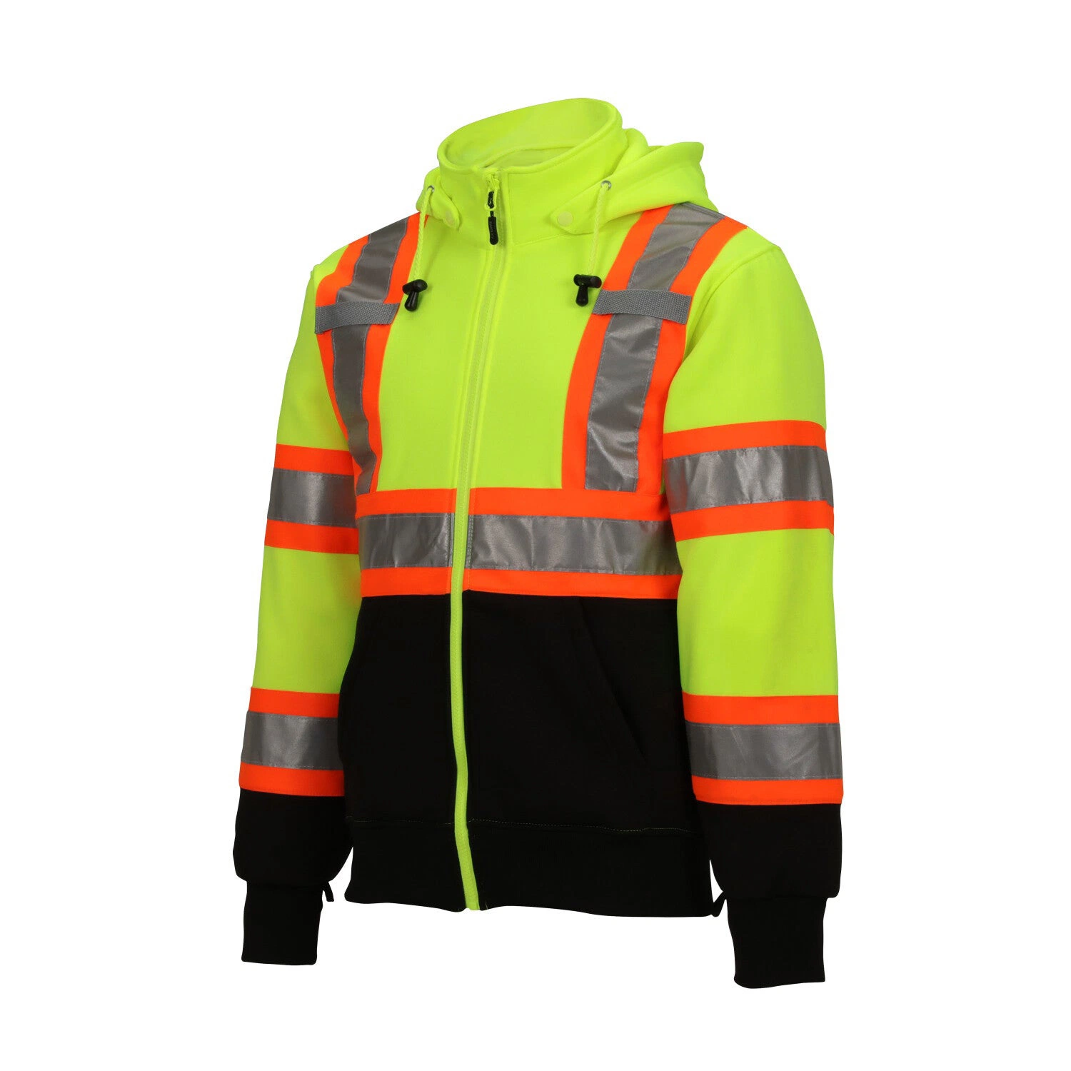 100% Polyester Hi Vis Safety Wear Workwear Hooded Reflective Hooded Work Jacket