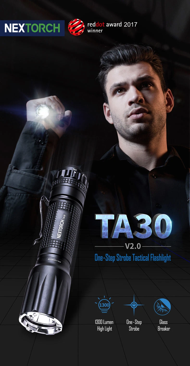 Ta30 Tactical Taschenlampe Nextorch LED Taschenlampe für Polizei wiederaufladbare Strobe Taktische Taschenlampe Zur Selbstverteidigung