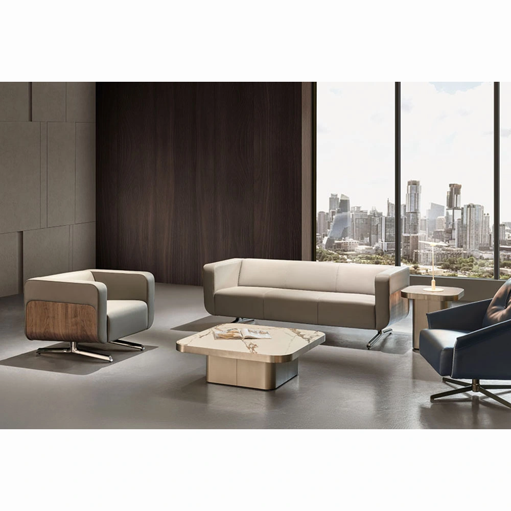 New Modern PU Leather 1+3 Office Business Sofa Upholstery VIP Waiting Room Luxury Furniture Sofa and Designer Couch