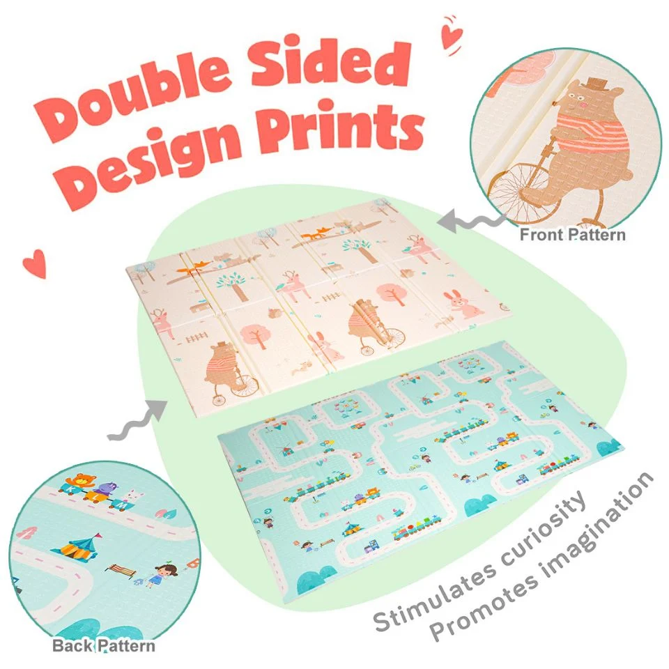 Foldable Baby Play Mats with Reversible Double-Sided Non-Slip XPE Foam