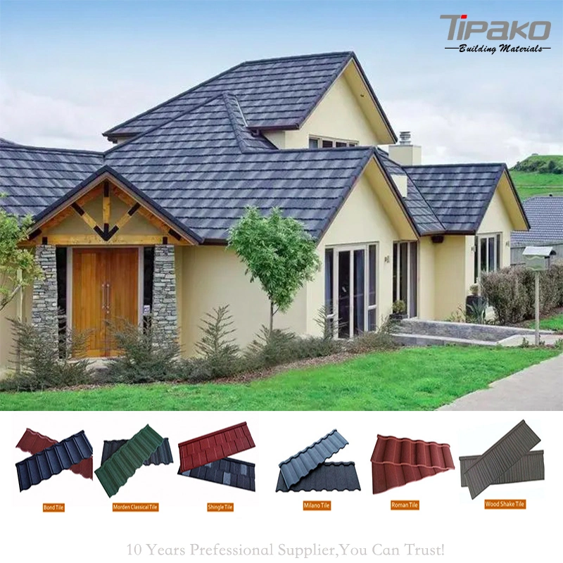 Building Construction Material Milano Type Stone Coated Metal Villa Roof Tile