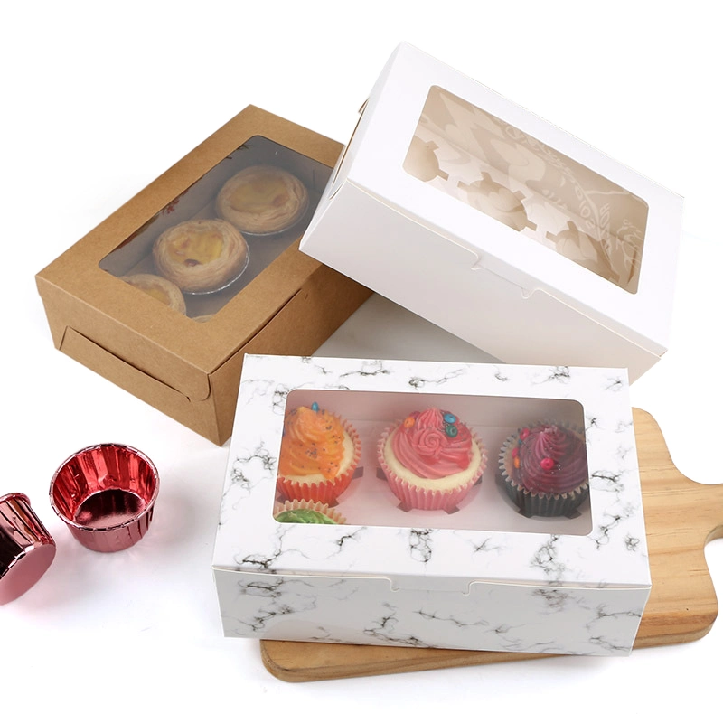 Custom Four Cup Pastry Cake Food Packing Paper Box with Logo