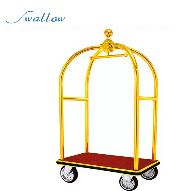 Metal Bell Boy Luggage Trolley for Hotel, Metal Bellhop Cart