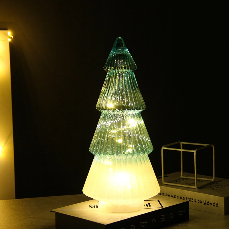 Novo LED Light Xmas decoração interior Mercury Glass Tower Christmas Decoração em árvore por grosso conjunto de luz LED de Natal em vidro