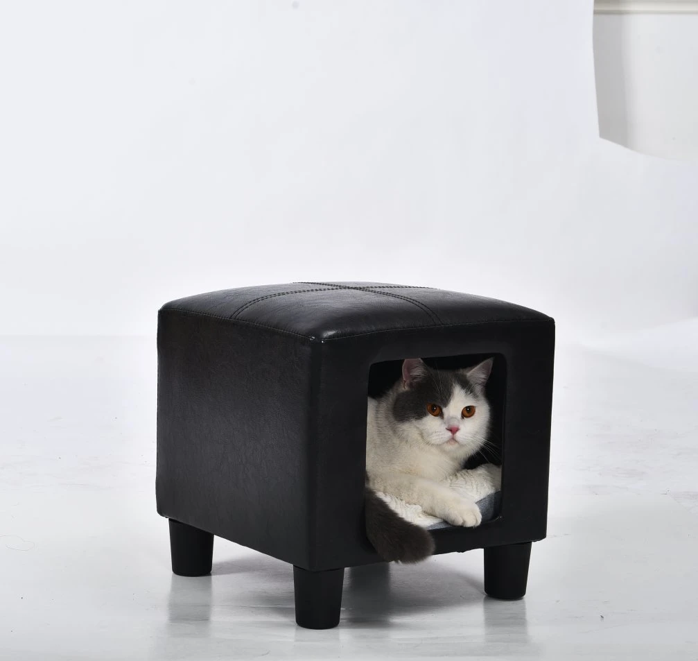 PU Leather Human Sitting Cat House Bed Sofa Cat Furniture Stool