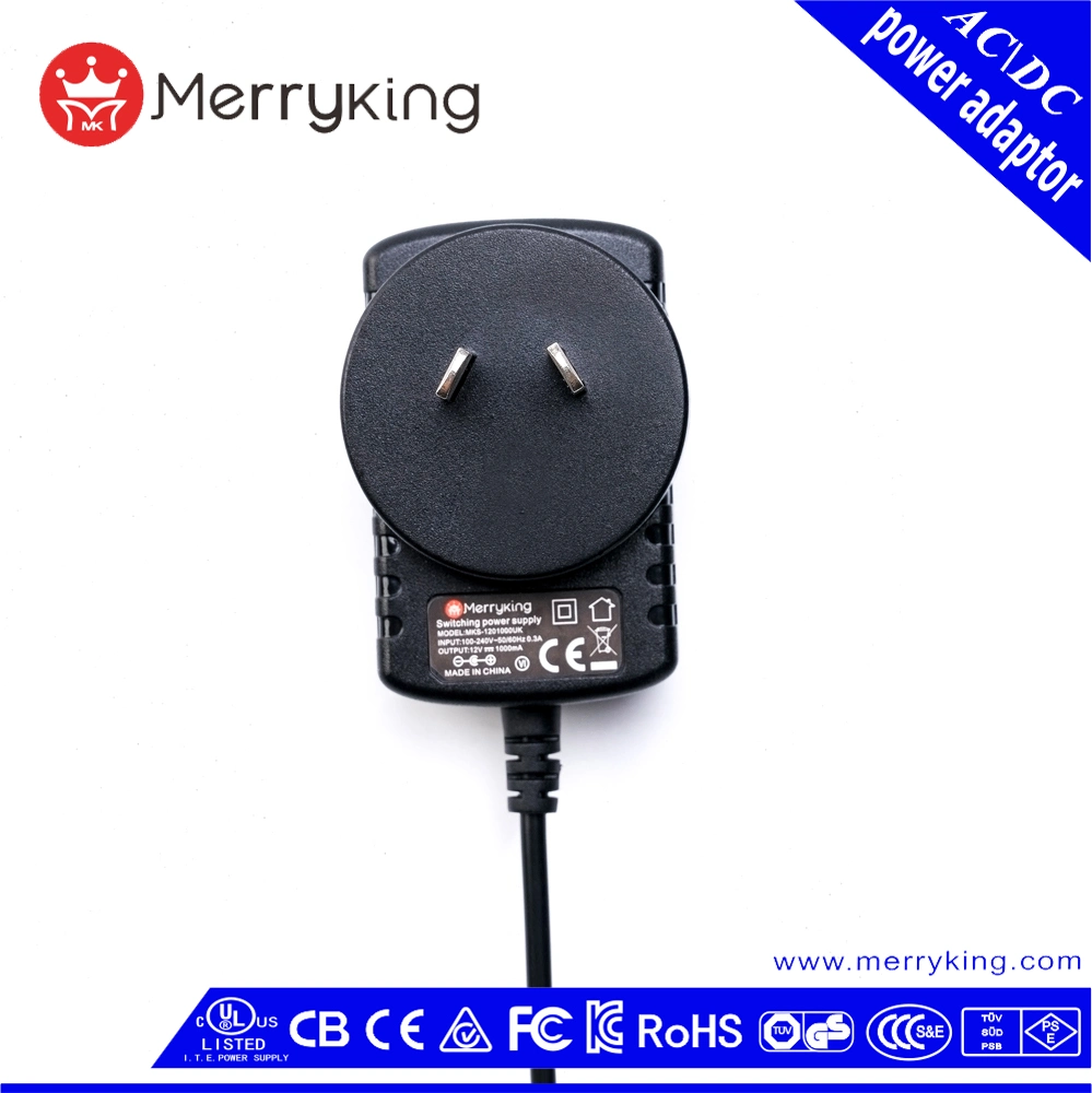 S -Mark Approved Wall Mount 12V 1A Universal Power Adapter