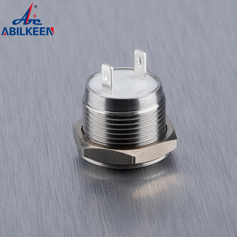 Momentary 12mm Short Type 1no Street Vending Machine Push Button Switch IP65 Flat Head Brass Nickel Material