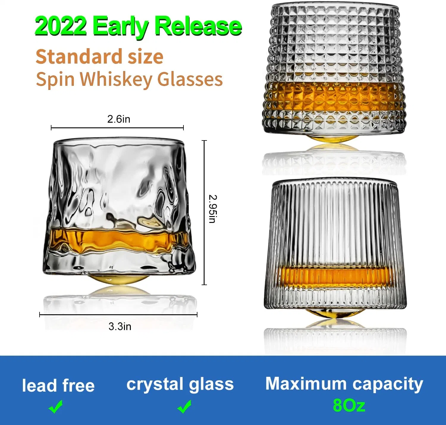 Venta al por mayor de 8 onzas de cristal personalizado anticuado Cristalería Whiskey cristal por parte de la barra de inicio