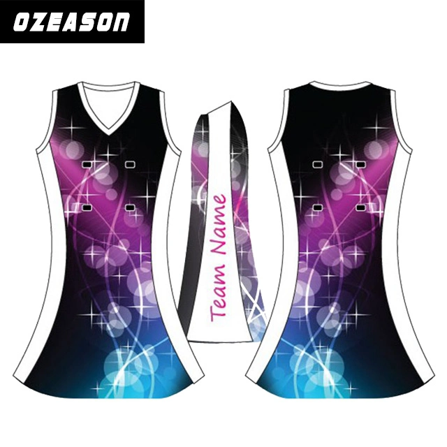 Design grossista se sublima personalizado equipe juvenil vestido Netball padrão para as crianças do sexo feminino