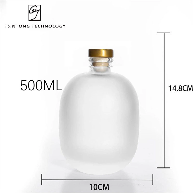 In Stock Wholesale 250ml 500ml Empty Storage Bottle Frosted Clear Glass Fruit Wine Liquor Bottles with Cork