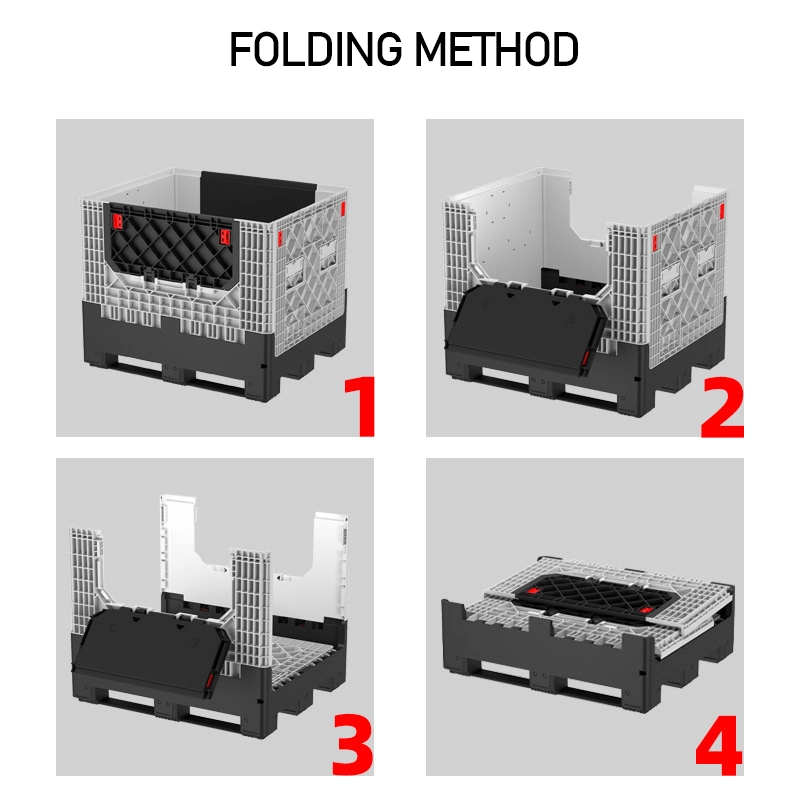 Heavy Duty Custom Industrial Strong Warehouse Storage Stackable Euro Large/Big Solid Folding/Foldable/Collapsible Plastic Pallet Container/Box for Machine Parts