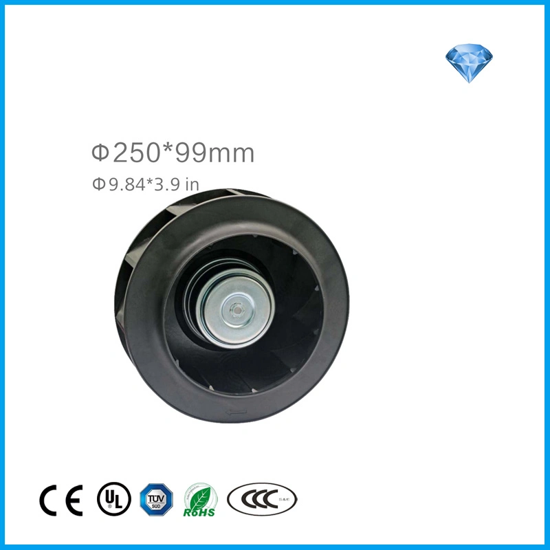 250*99mm High Efficiency AC DC Ec Double Inlet Blower Compact Round Industrial Centrifugal Fan