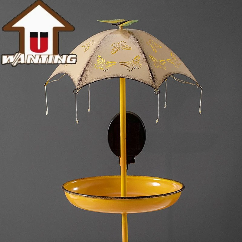 Creative Metal Umbrella Wild Bird Feeder Hanging Outdoor Colorful Iron Stake Craft