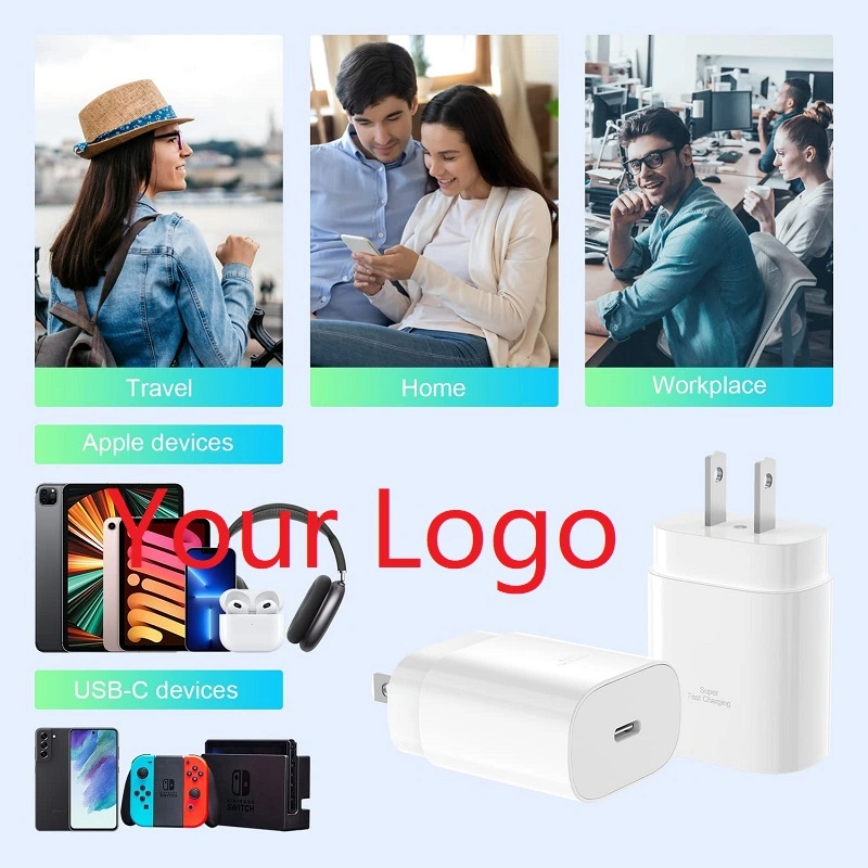 Customized 25W Super Fast Charger Us Plug USB C Pd Wall Chargers for Samsung