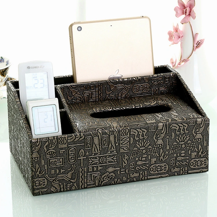 Wholesale/Supplier High quality/High cost performance  Household Multi-Function Storage Box Desk Organizer Leather Tissue Box