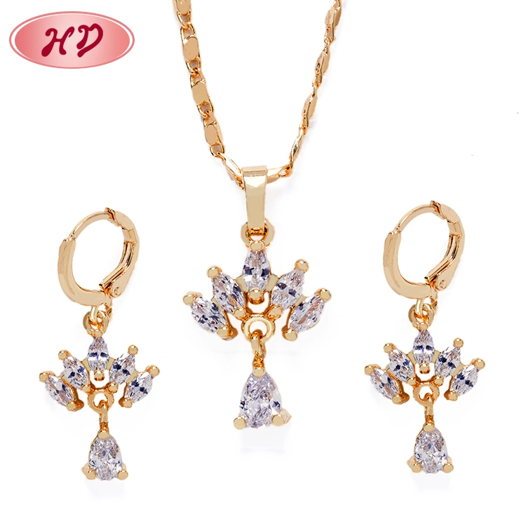 2020 Wedding Jewelry 18K Gold Plated African Jewelry Sets with African Zircon Pendant