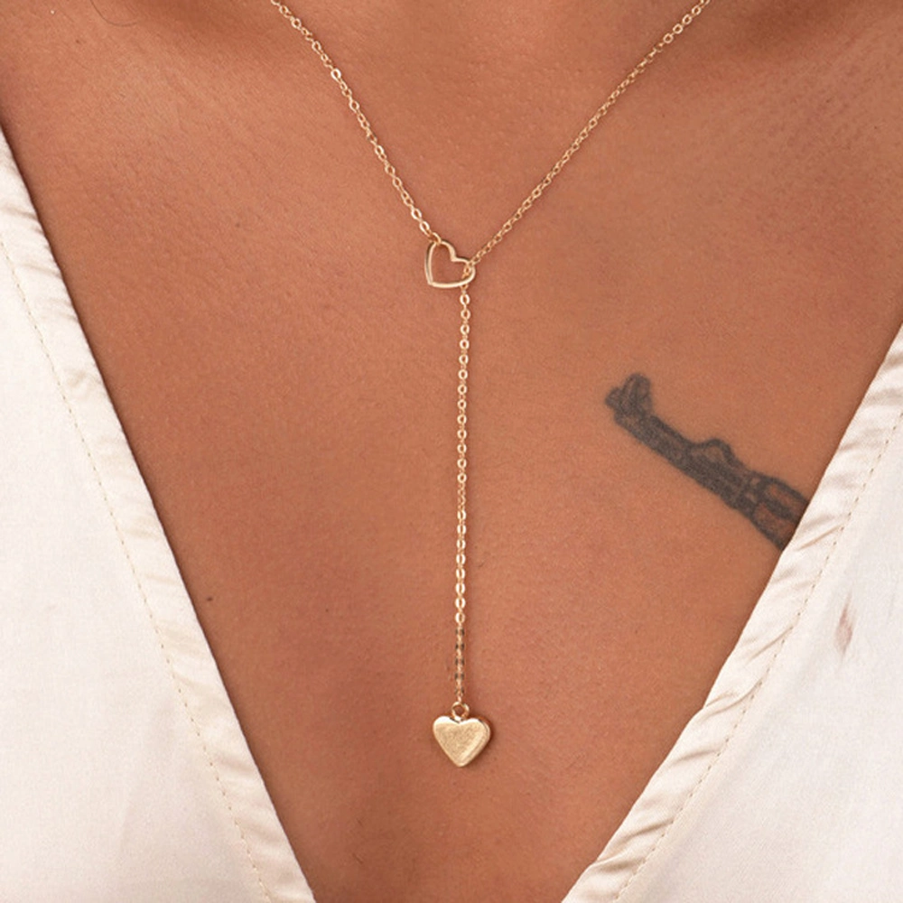 Nouveau mode bijoux tendance cuivre coeur chaîne collier lien cadeau