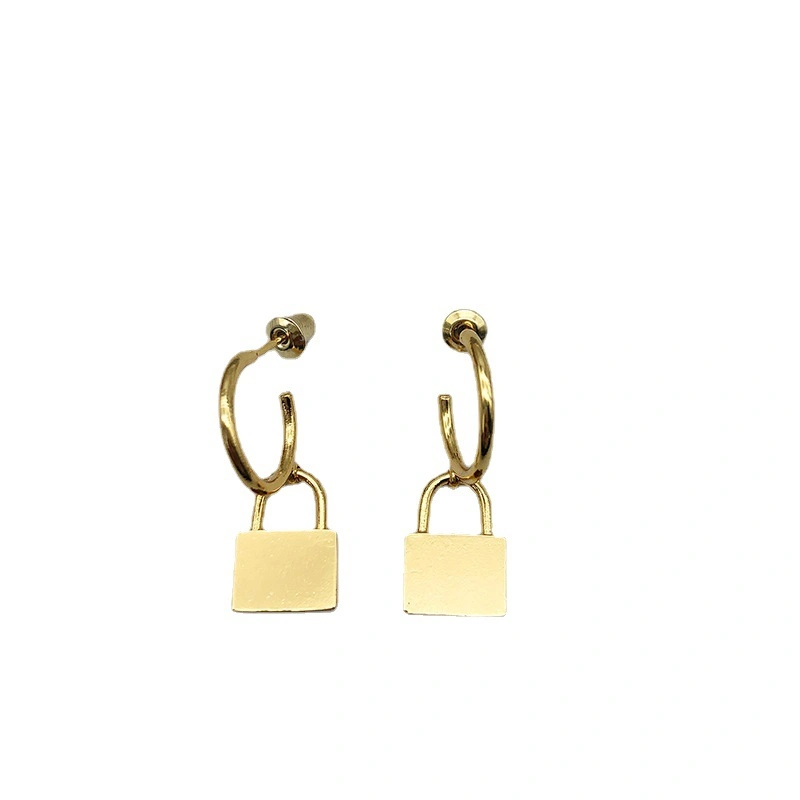 La moda Lock-Shaped nicho de la personalidad en forma de C Mosaico Aretes Joyas