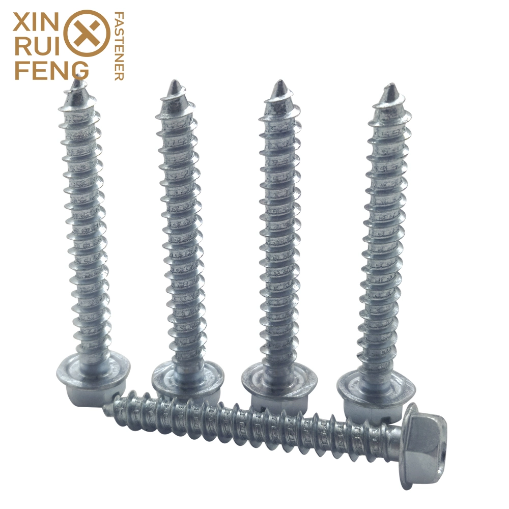 Slotted Drive Hex Head White Zinc Plated Self Tapping Screw Carbon Steel Hardware Fittings